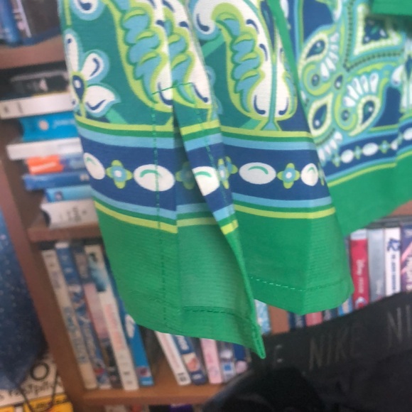 Bob Mackie Wearable Art Green & Blue Print Blouse Sz M - Picture 9 of 9
